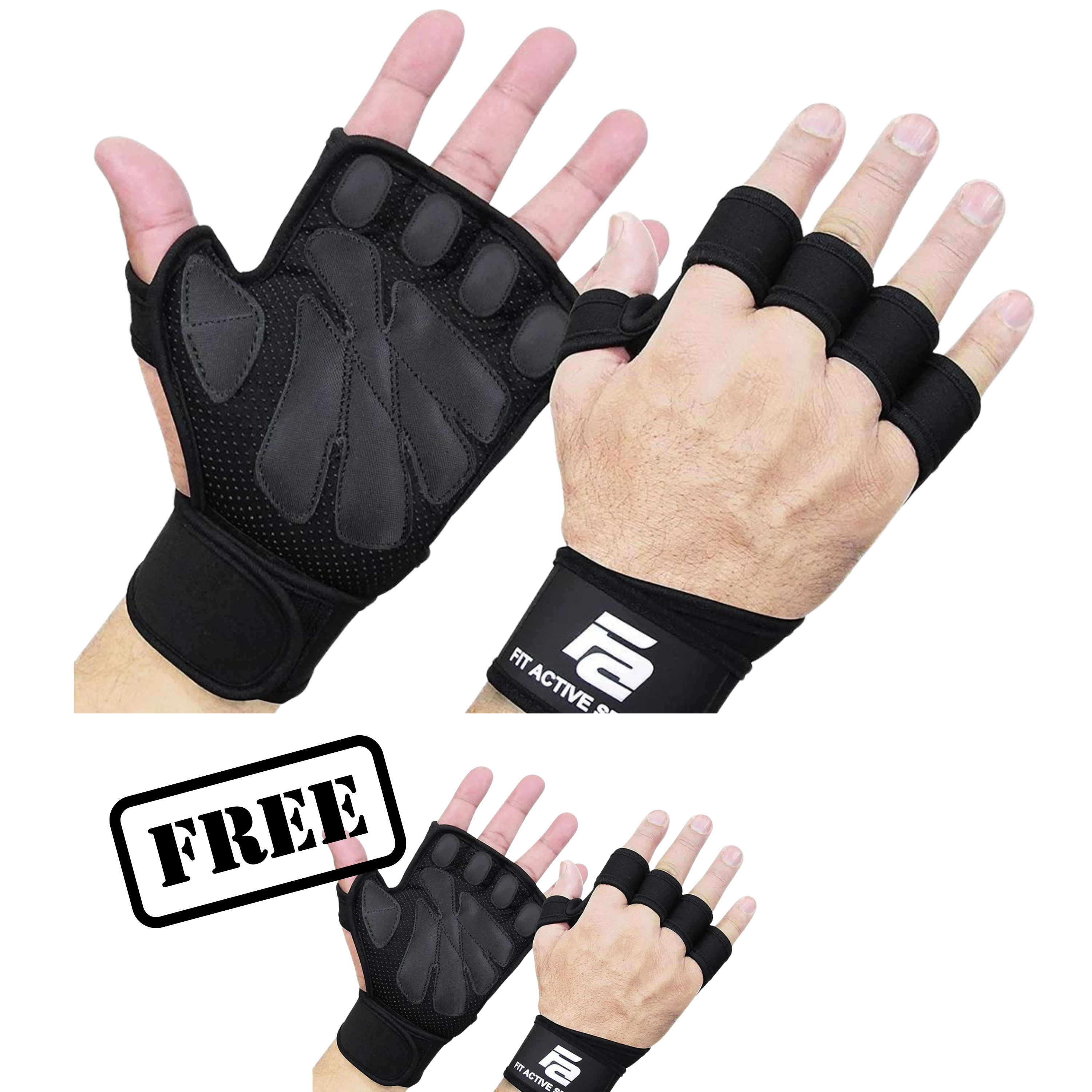 BP - Buy 2 Get 1 Free Ventilated Weight Lifting Workout Gloves With Wrist Wraps