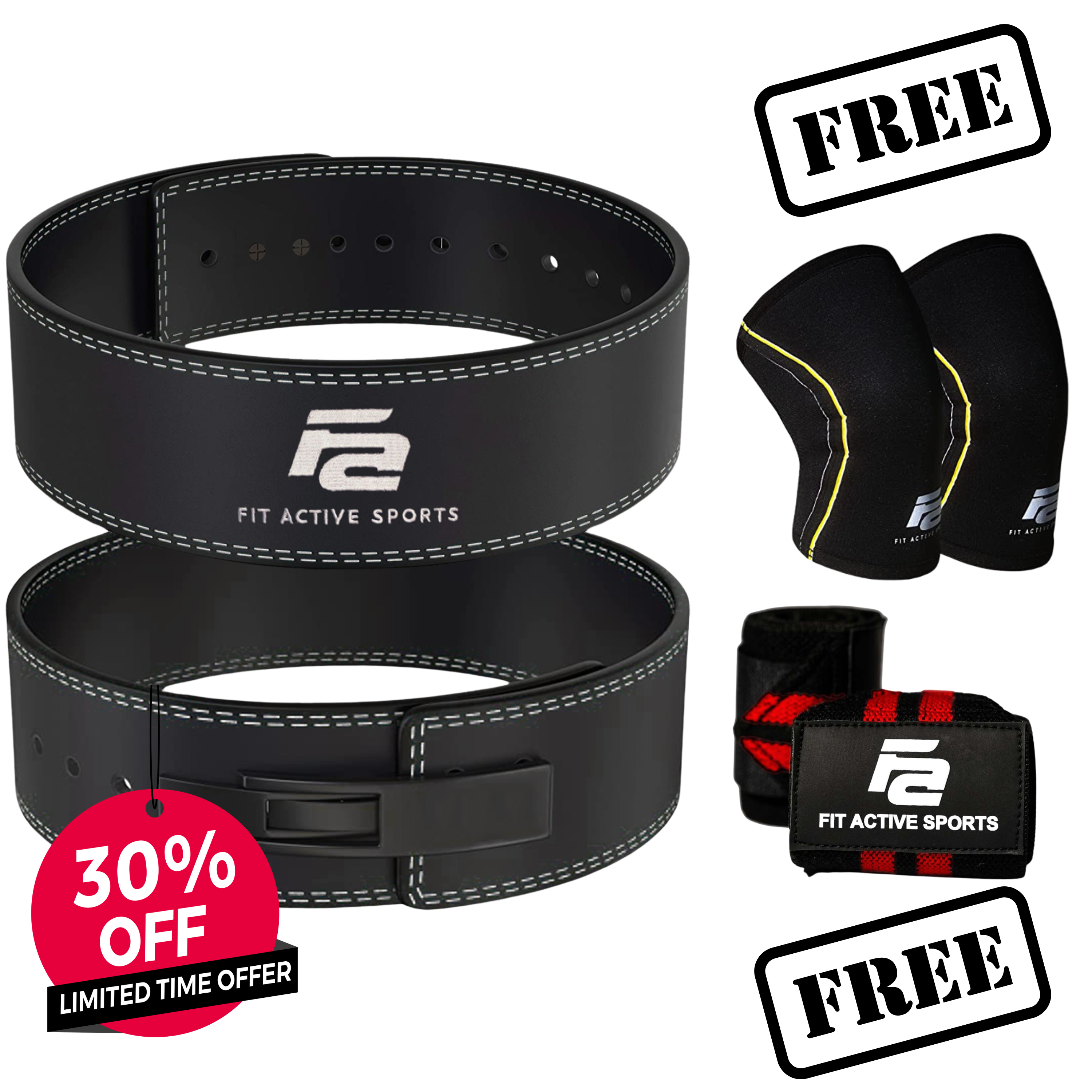 BP - Buy Lever Belt at 30% OFF plus Get 1 Free Knee Sleeves & Free Wrist Wraps