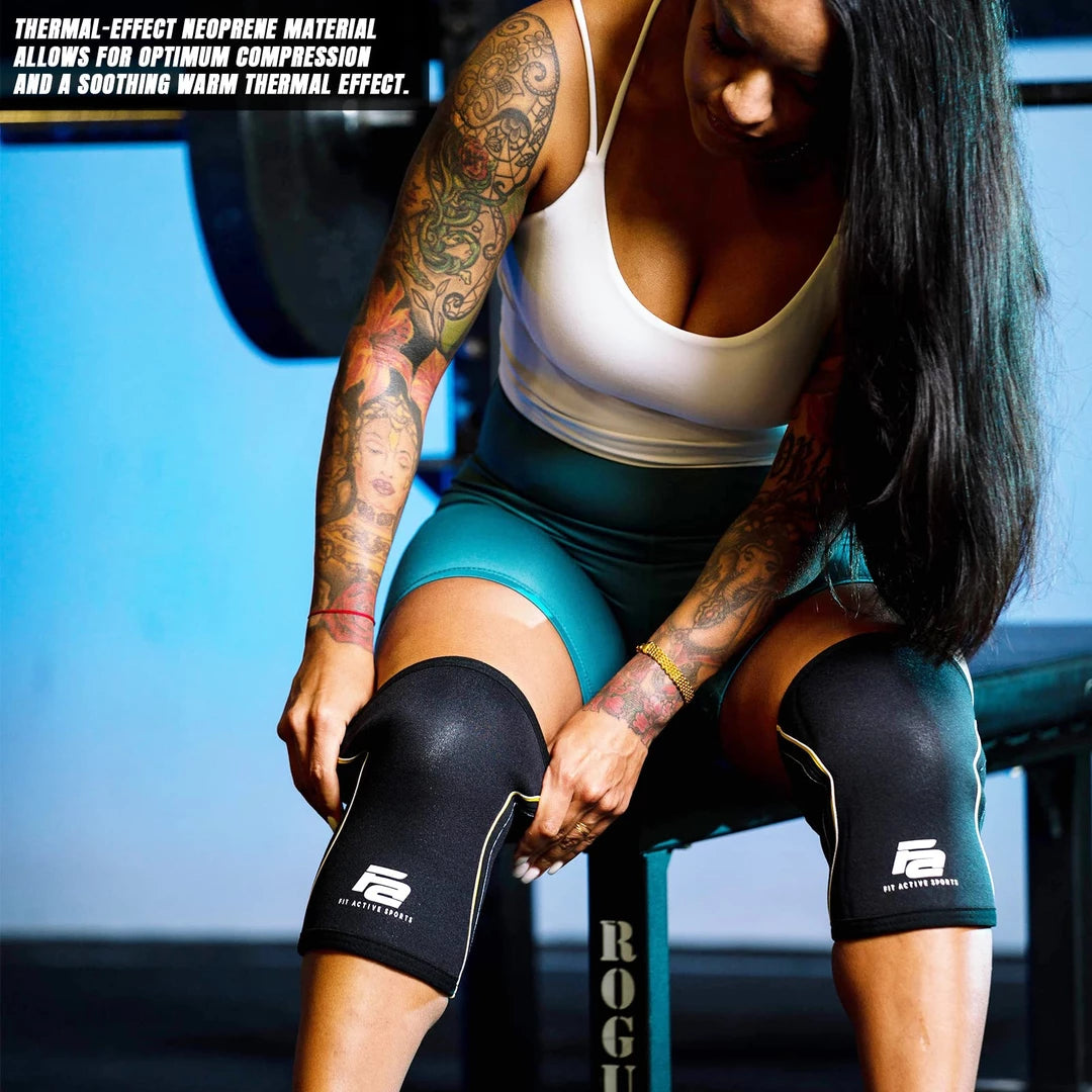 Wrist wraps, self locking belt, Knee Sleeves (Neoprene)