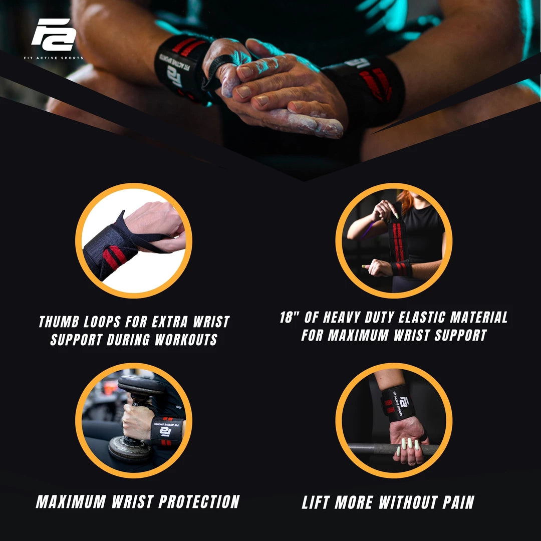 Wrist wraps, self locking belt, Knee Sleeves (Neoprene)