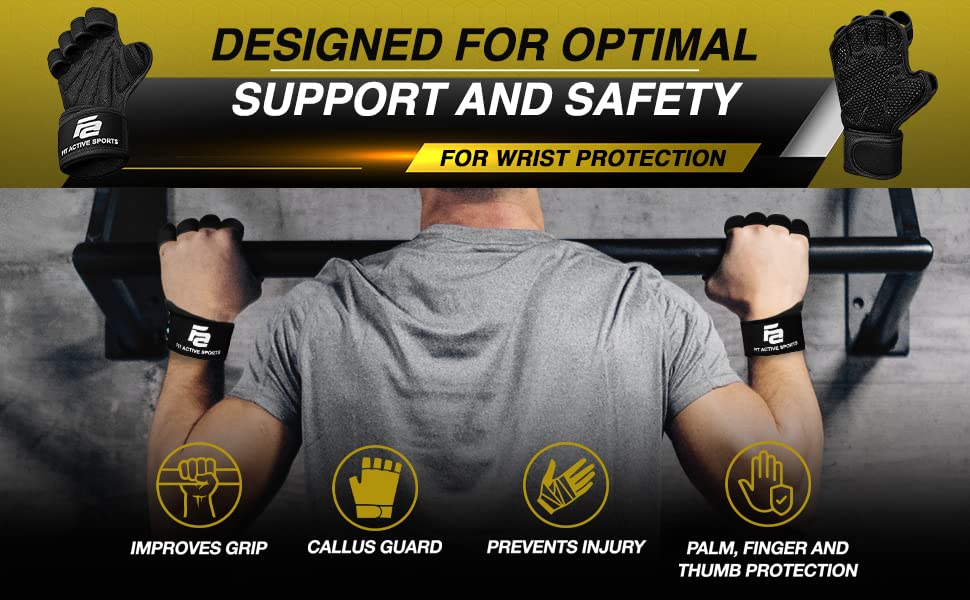 Fit Active Sports 2.0 Ventilated Weight Lifting Gloves with Wrist Wraps