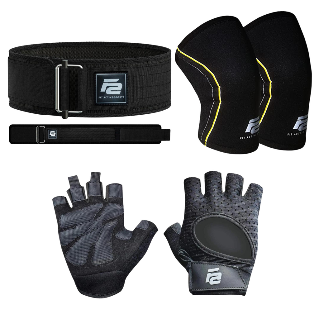 2.0 Weight Lifting Gloves No Wrist Wraps, Self-Locking Belt and Knee Sleeve