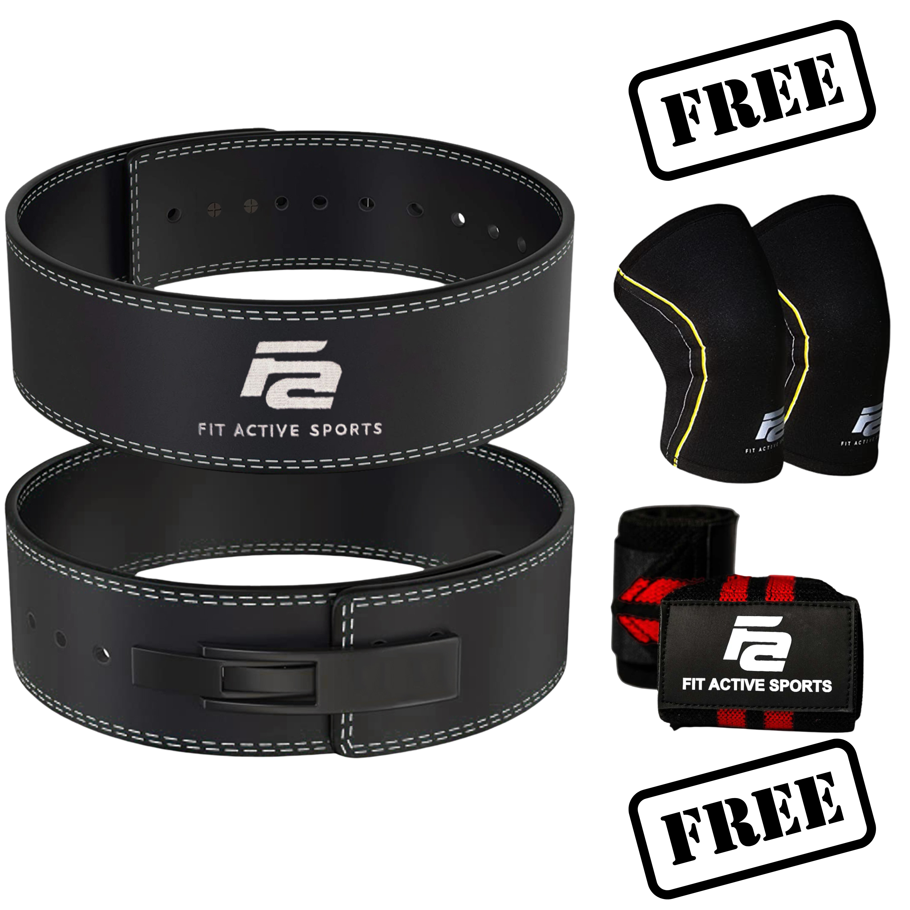 Buy Lever Belt, Get Wrist Wraps and Knee Compression Sleeves Free