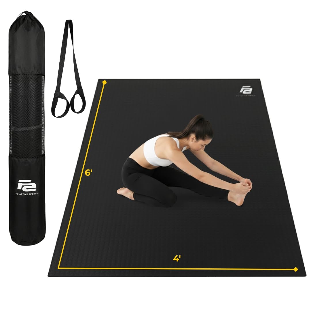 Fit Active Sports Large Exercise Mat 6' x 4' x 8mm | Thick Non-Slip Extra Wide