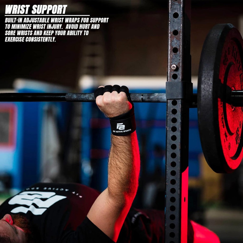 Fit Active Sports 2.0 Ventilated Weight Lifting Gloves with Wrist Wraps