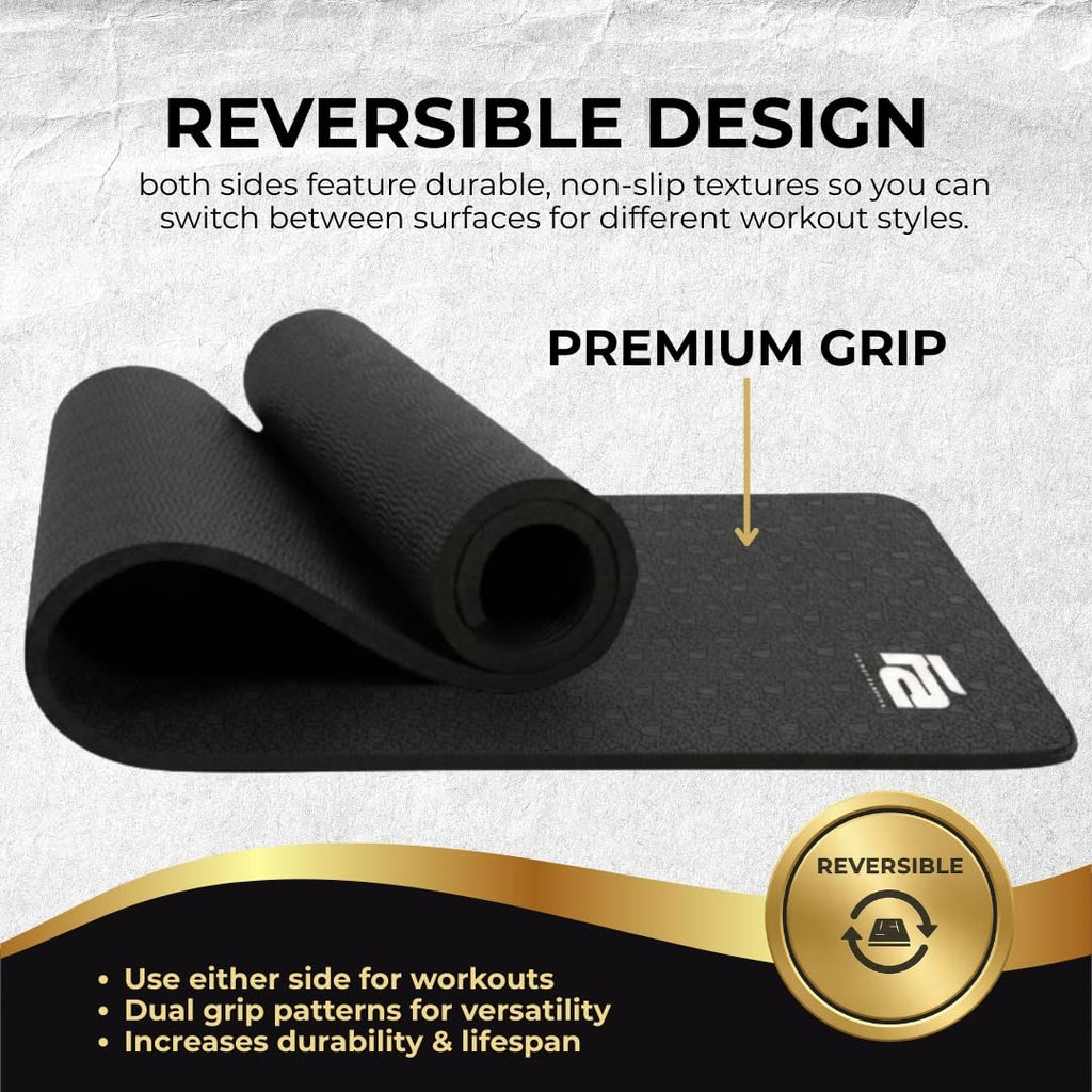 Fit Active Sports Large Exercise Mat 6' x 4' x 8mm | Thick Non-Slip Extra Wide