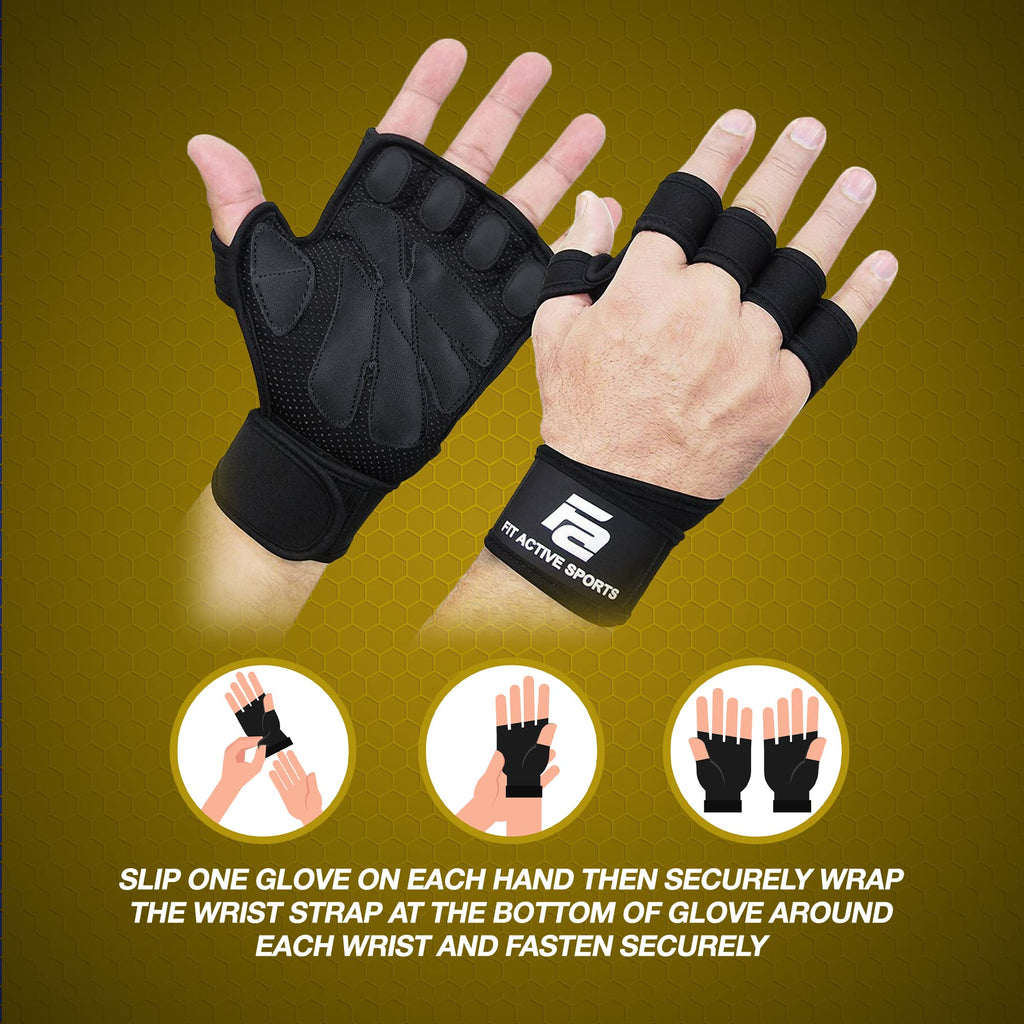 Ventilated Weight Lifting Workout Gloves With Wrist Wraps