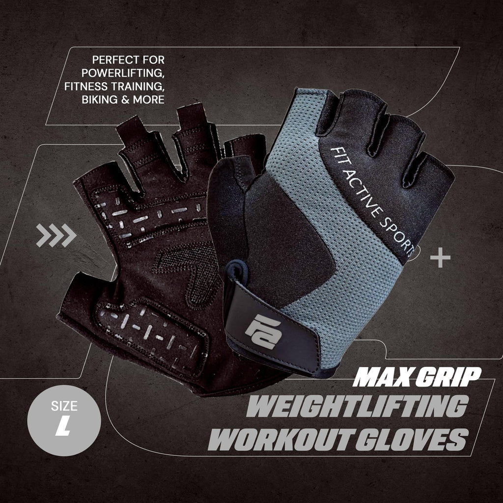 Fit Active Max Grip Weightlifting Workout Gloves