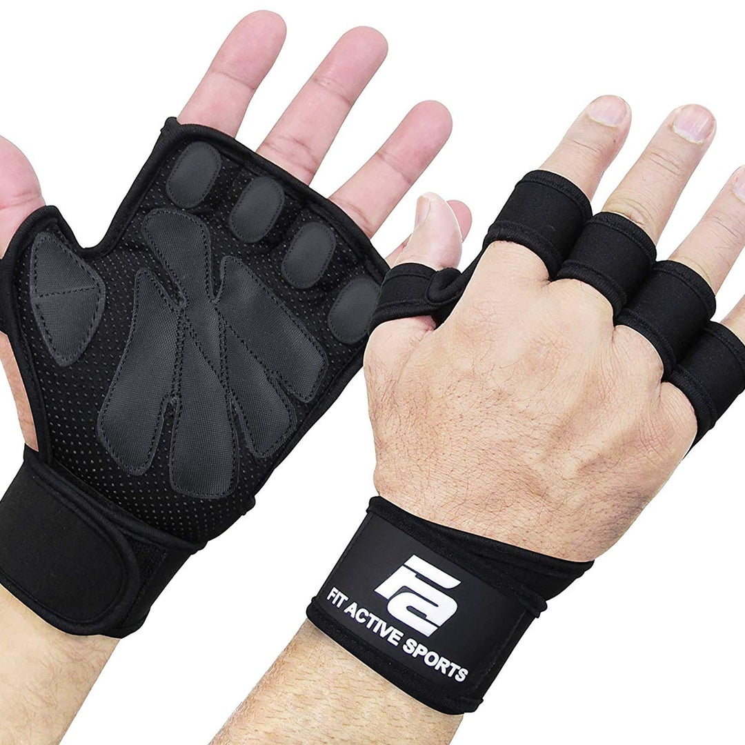 Ventilated Weight Lifting Workout Gloves With Wrist Wraps