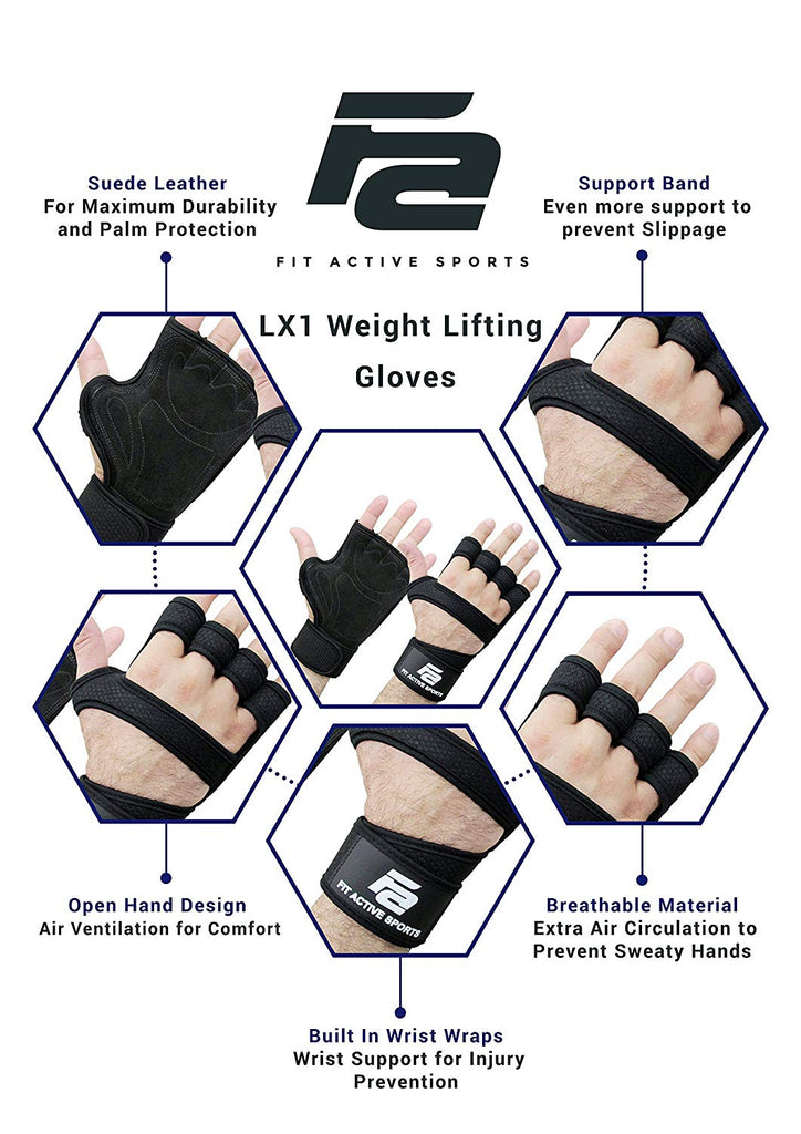 Fit Active Sports LX1 Weight Lifting Gloves