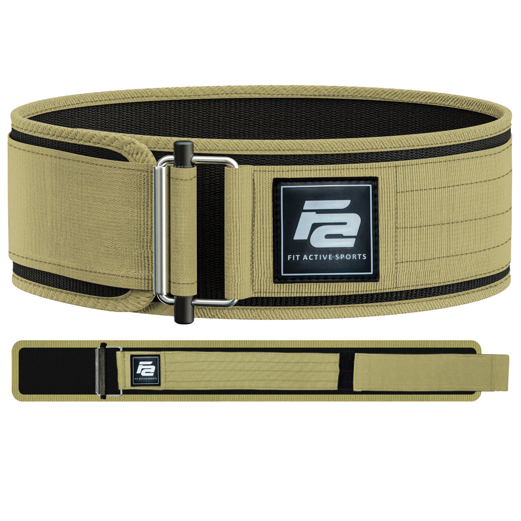 Quick Locking Easy Release Weight Lifting Belt - Tan